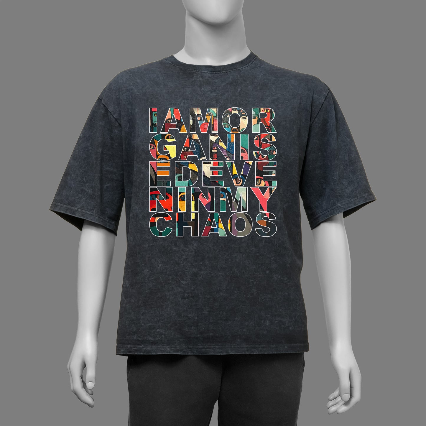 I am Organised Acid Washed Oversized T-Shirt