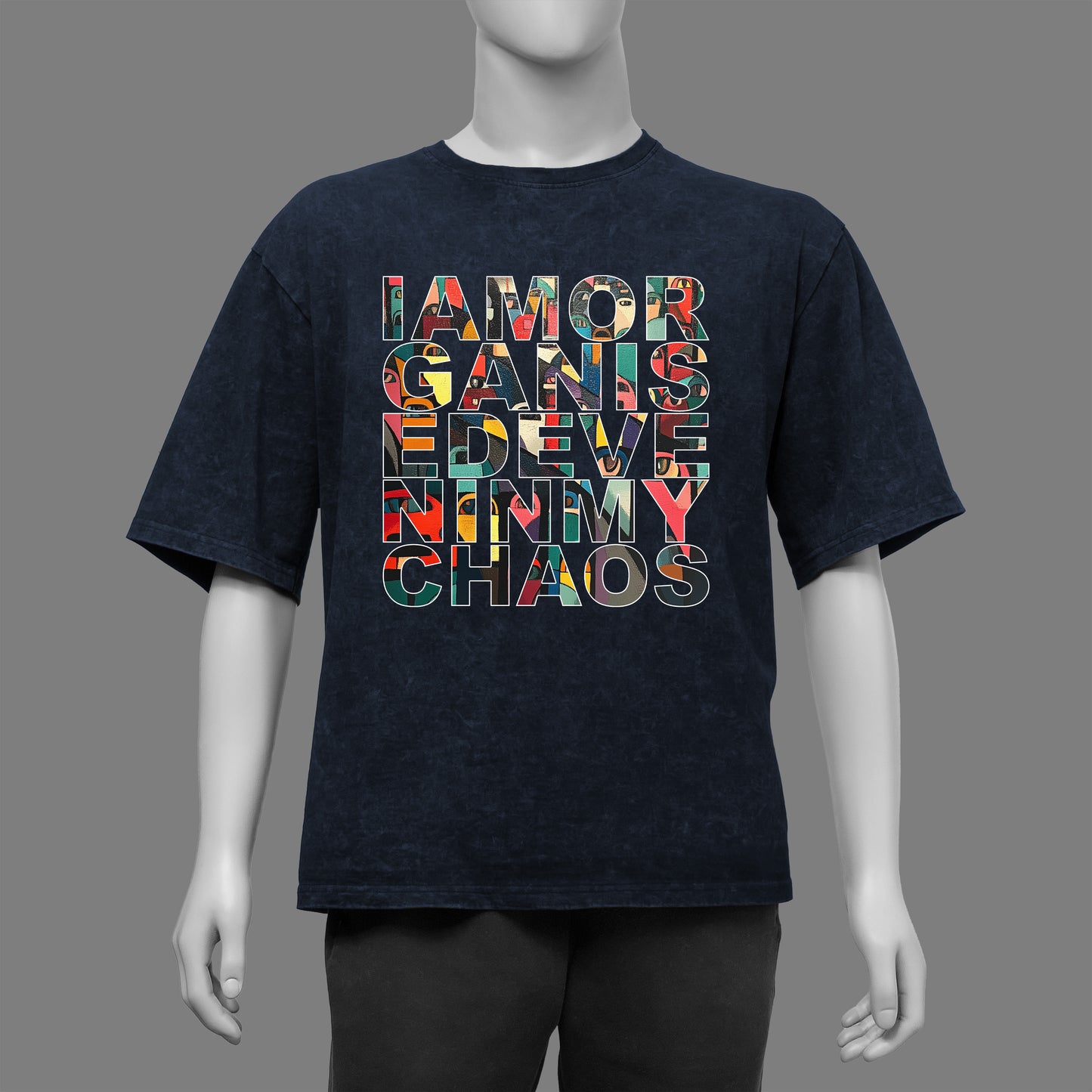 I am Organised Acid Washed Oversized T-Shirt