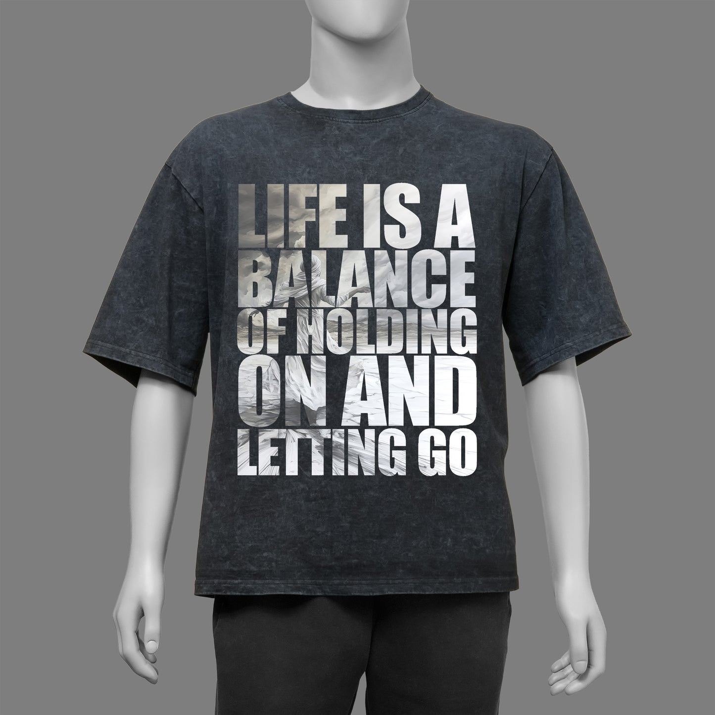 Life is a Balance Acid Washed Oversized T-Shirt