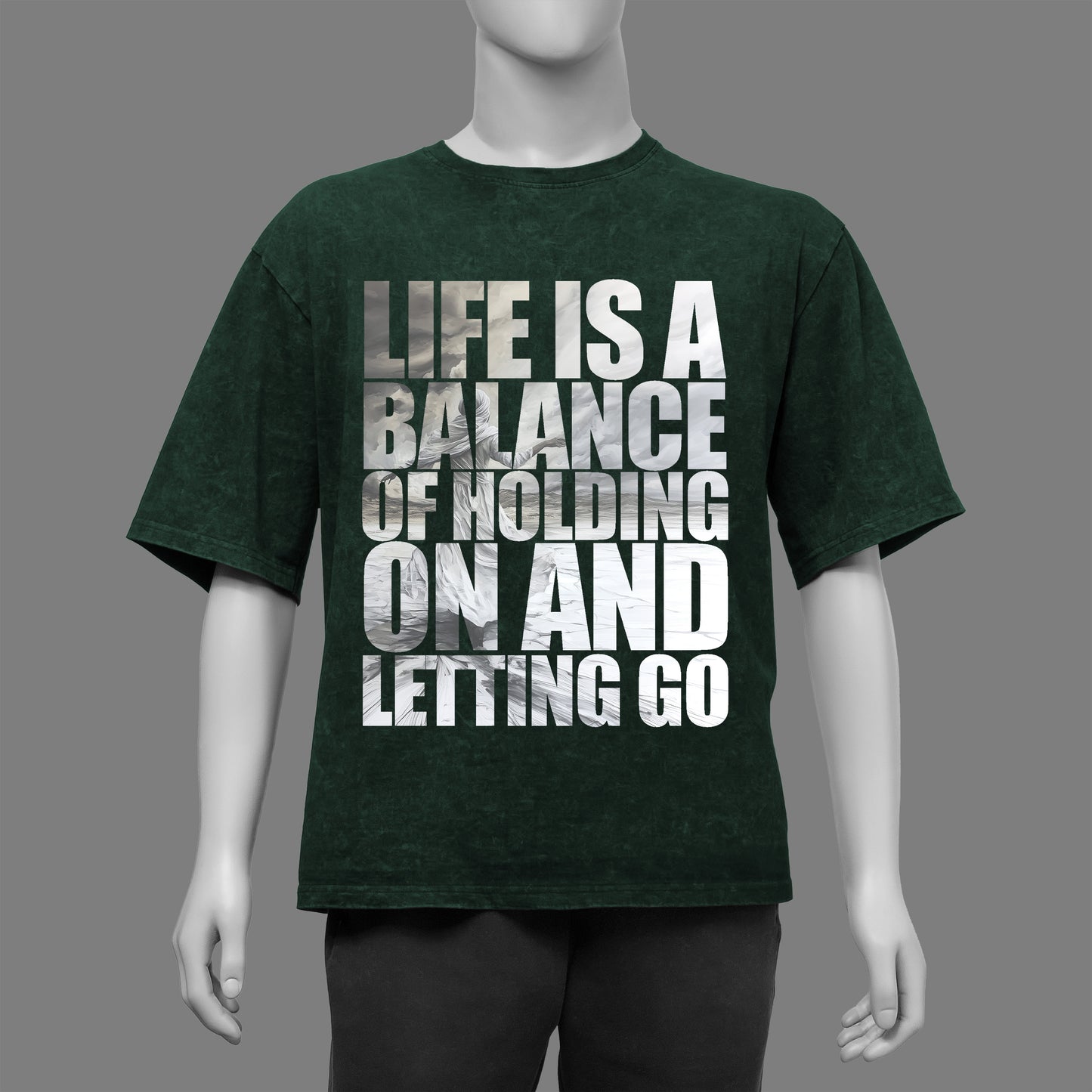 Life is a Balance Acid Washed Oversized T-Shirt