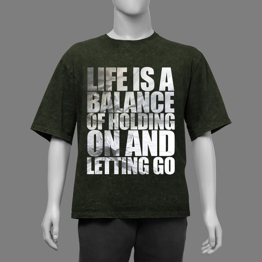 Life is a Balance Acid Washed Oversized T-Shirt
