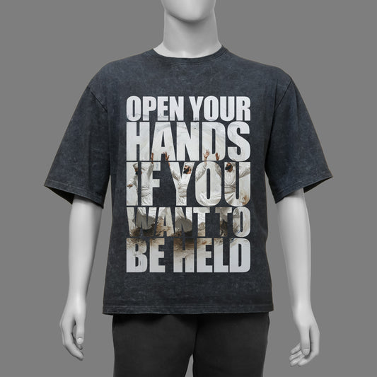 Open your Hands Acid Washed Oversized T-Shirt