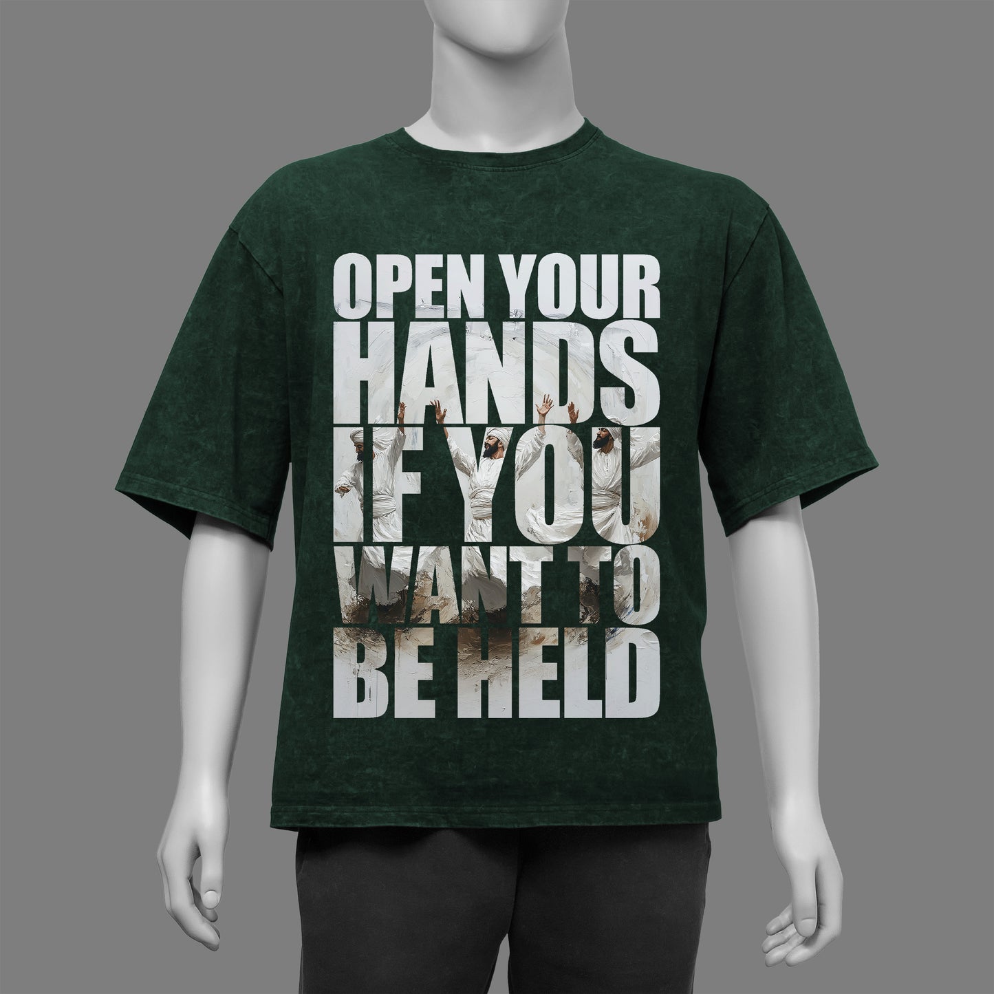 Open your Hands Acid Washed Oversized T-Shirt