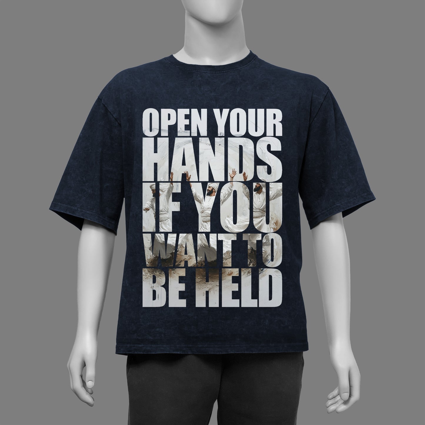 Open your Hands Acid Washed Oversized T-Shirt