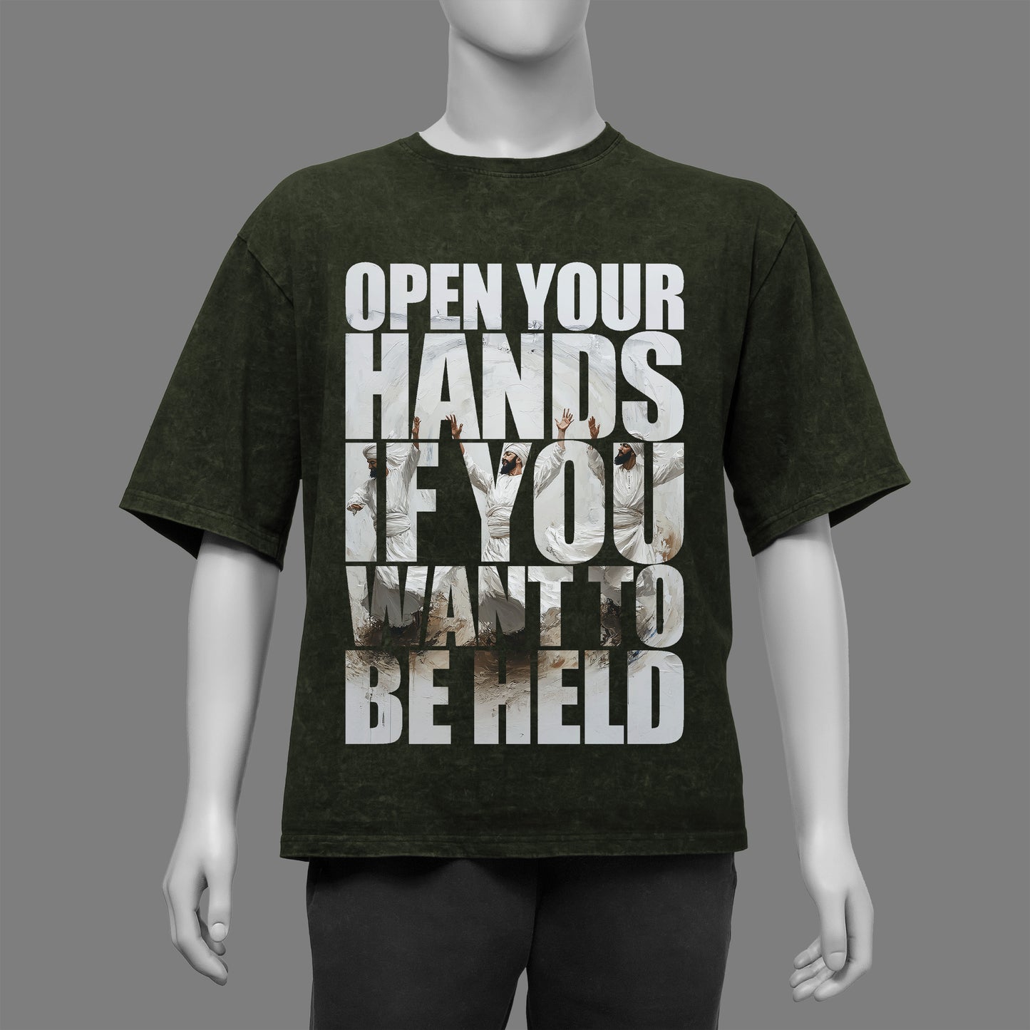 Open your Hands Acid Washed Oversized T-Shirt