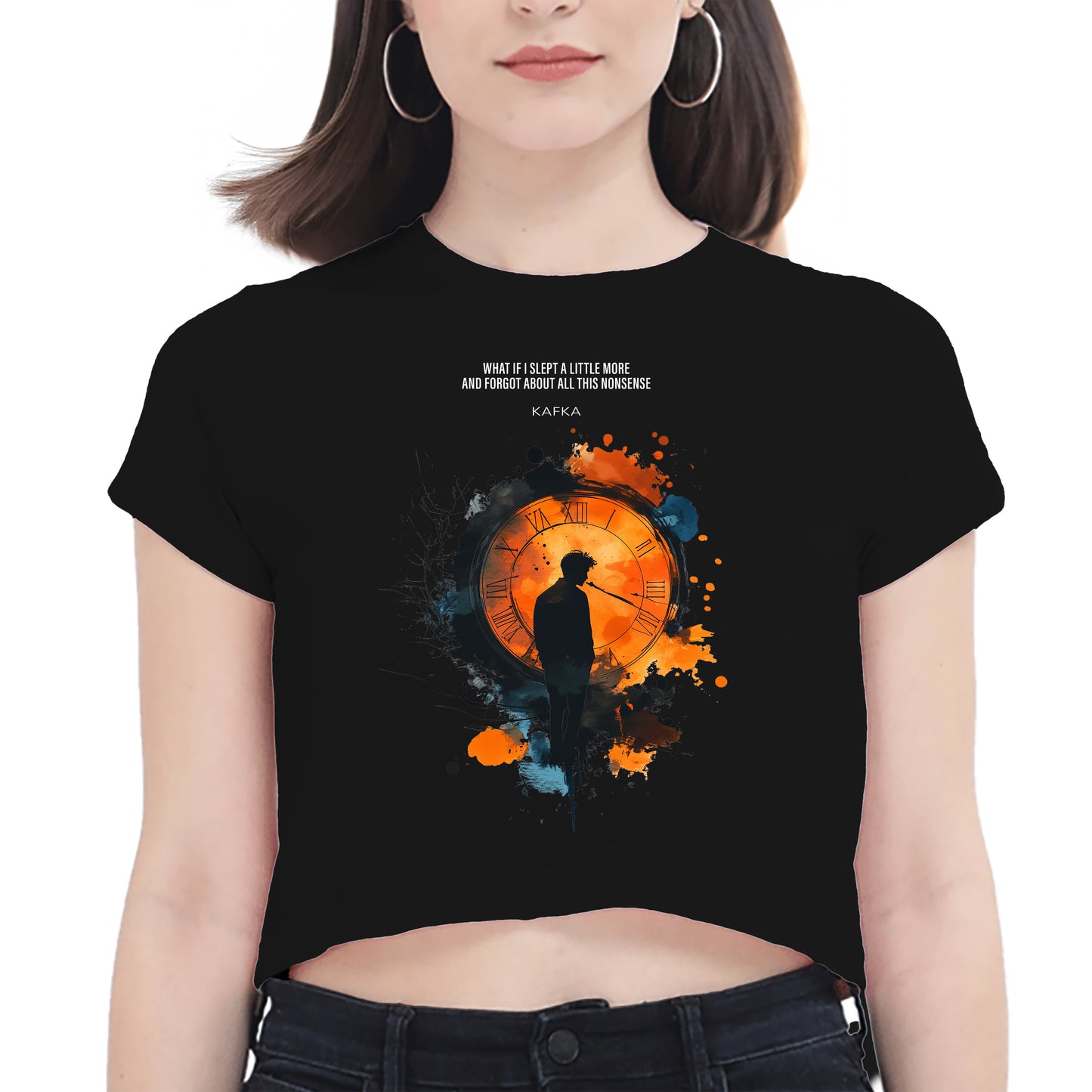 Kafkaesque Black Women's Crop Top