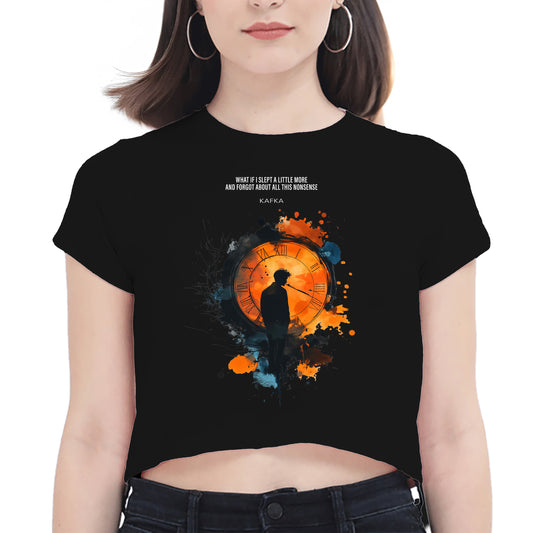 Kafkaesque Black Women's Crop Top